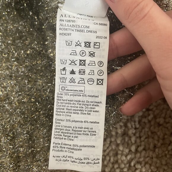 All Saints Rosetta Tinsel cropped Crew Neck Sweater Gold Bronze Size Small - Picture 4 of 9